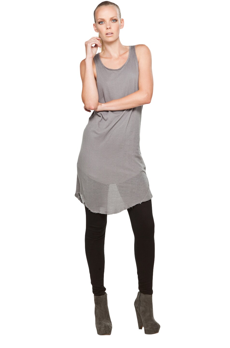 Image 1 of SILENT DAMIR DOMA Double Layer Tank Top in Stone Grey
