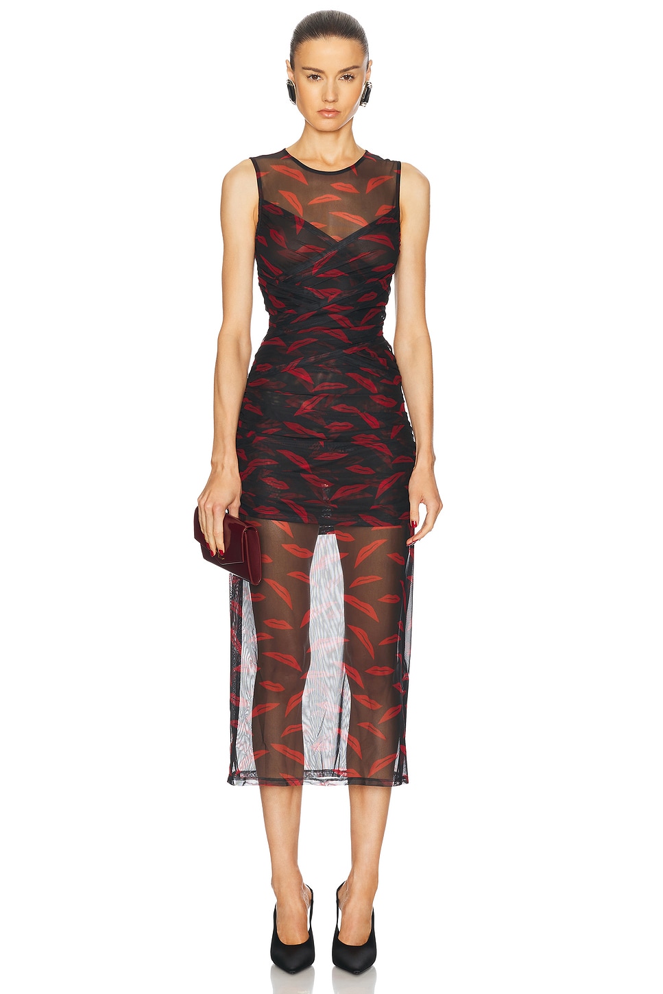 Shop Simon Miller Kinny Mesh Dress In Lip Print