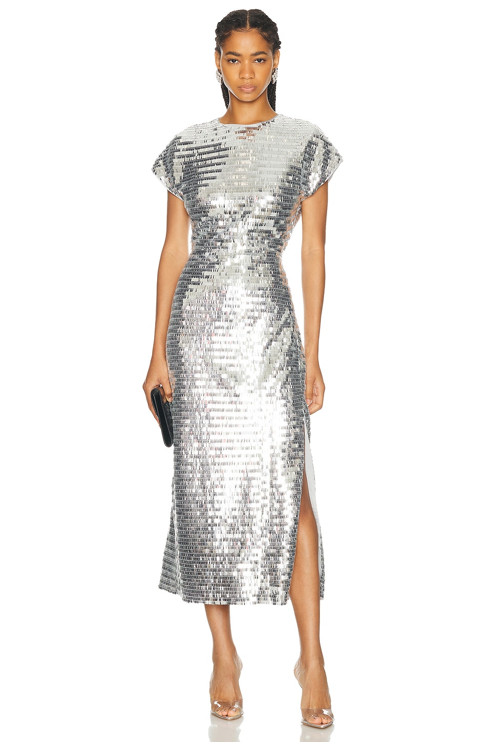 Argan Sequin Dress in Metallic Silver
