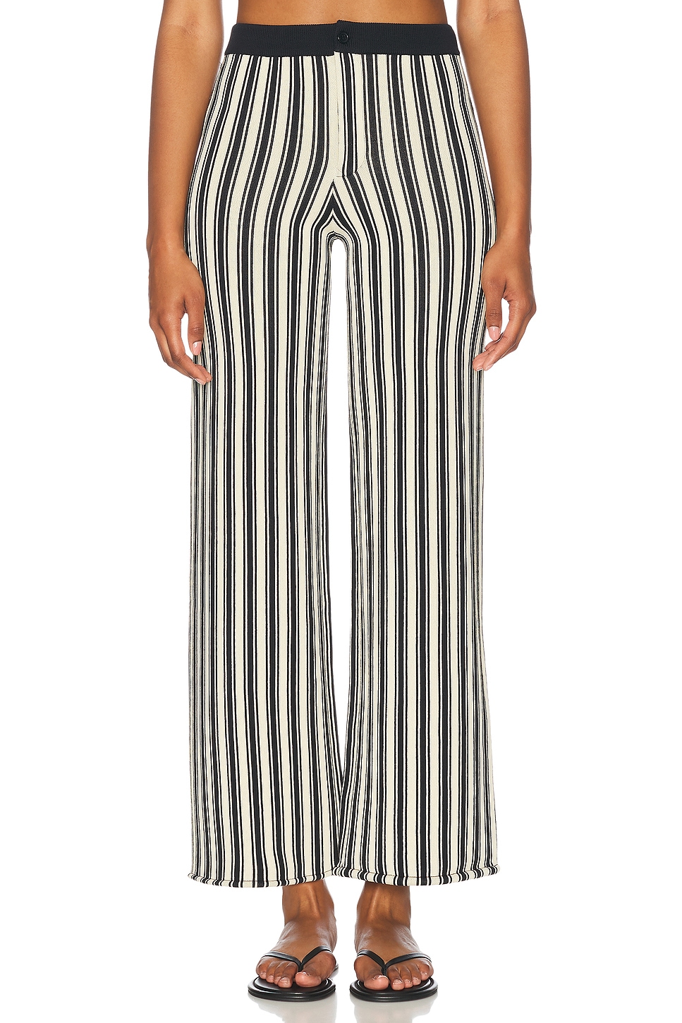 Image 1 of SIMONMILLER Jabber Knit Pant in Black & Rice Flour Stripe