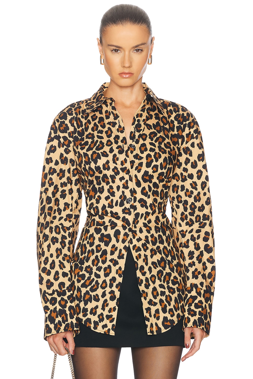 Image 1 of SIMONMILLER Loch Poplin Button Down Top in Leopard