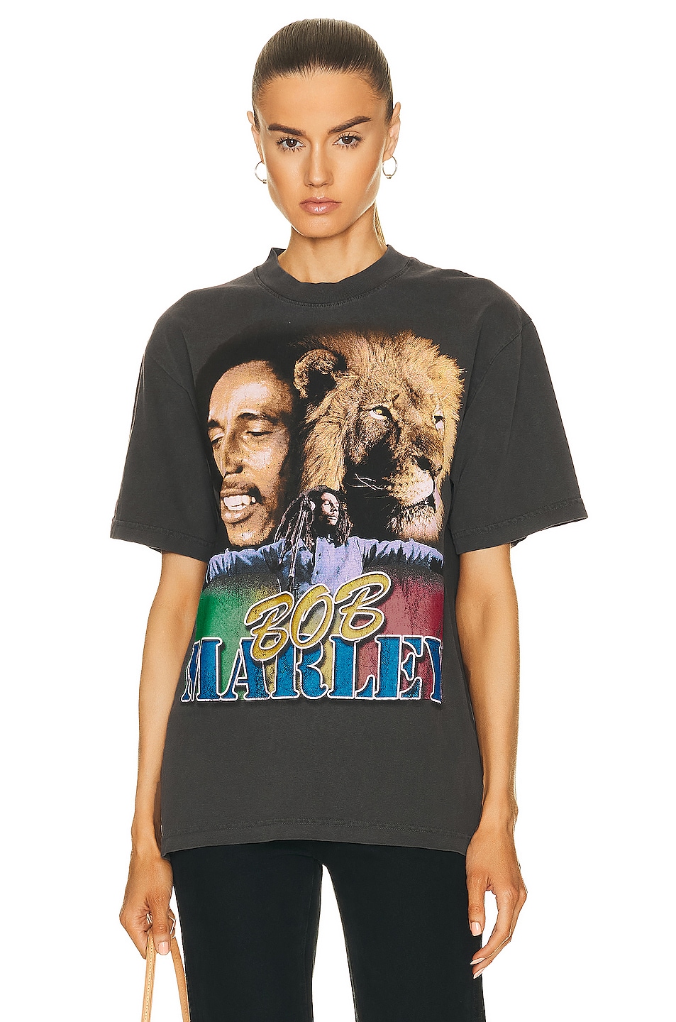 Image 1 of SIXTHREESEVEN Bob Marley Tour T-Shirt in Washed Black
