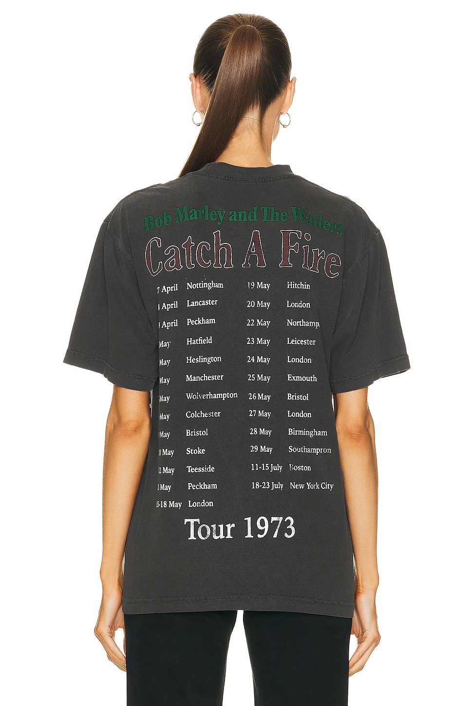 SIXTHREESEVEN Bob Marley Tour TShirt in Washed Black FWRD