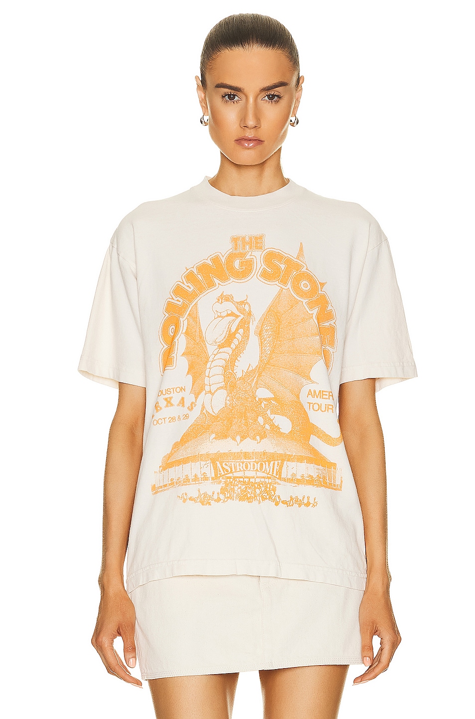 Image 1 of SIXTHREESEVEN The Rolling Stones Tour T-Shirt in Washed White