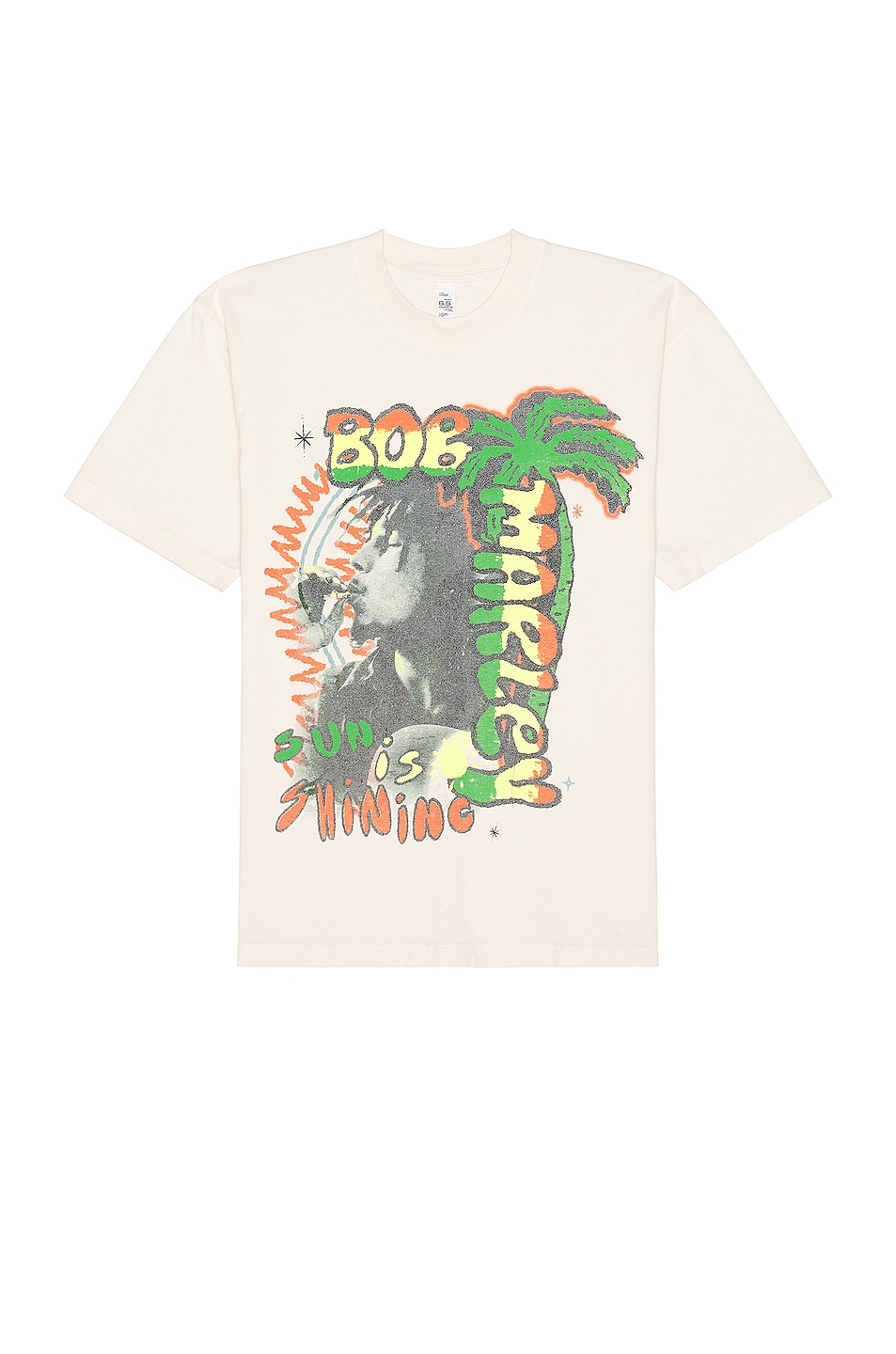 Image 1 of SIXTHREESEVEN Bob Marley Sun is Shining T-Shirt in Washed White