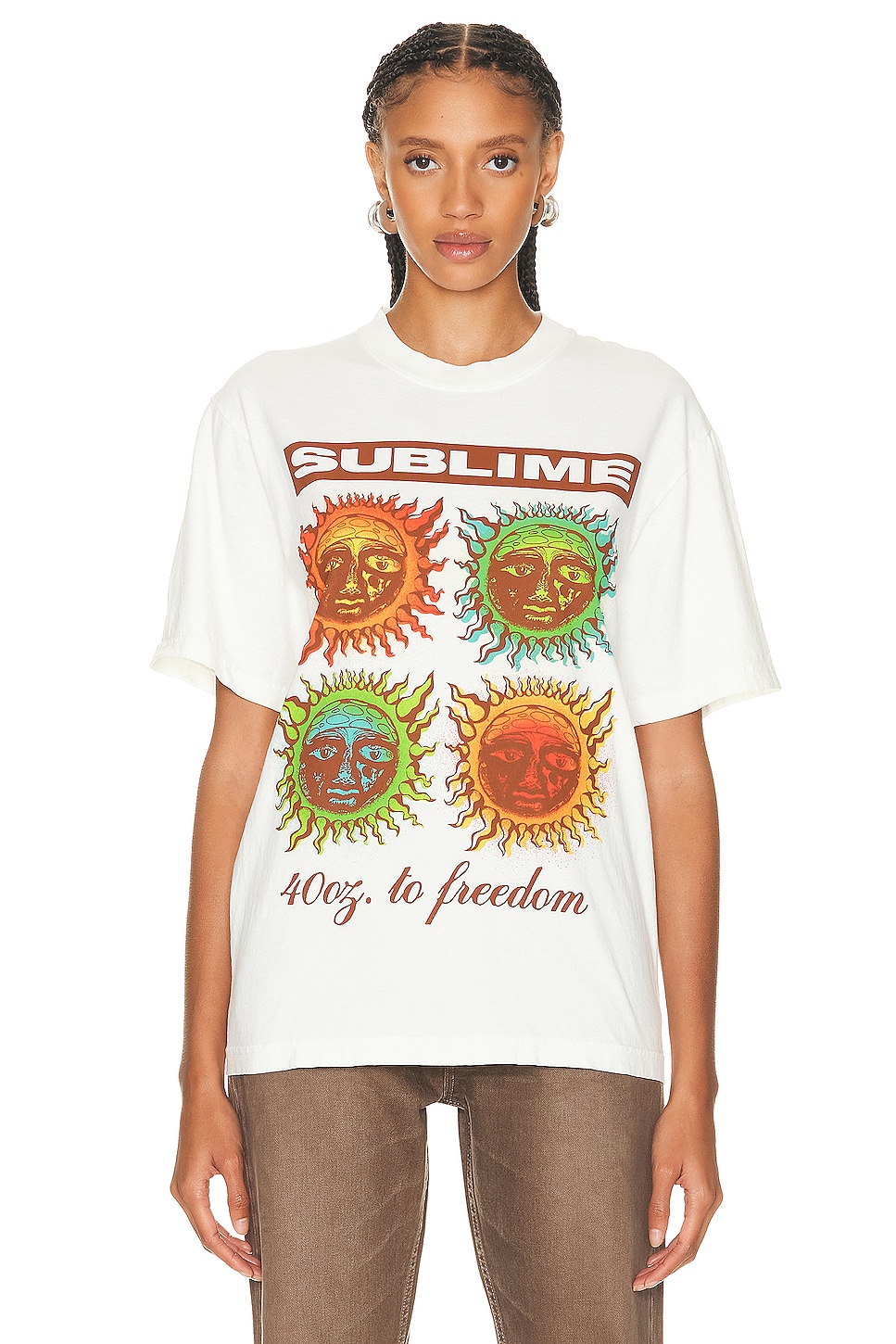 Image 1 of SIXTHREESEVEN Sublime Sun Grid T-shirt in Creme