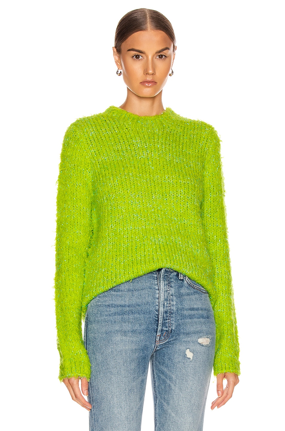 Image 1 of Sies Marjan Leta Fuzzy Slim Sweater in Lime & Iris Apple