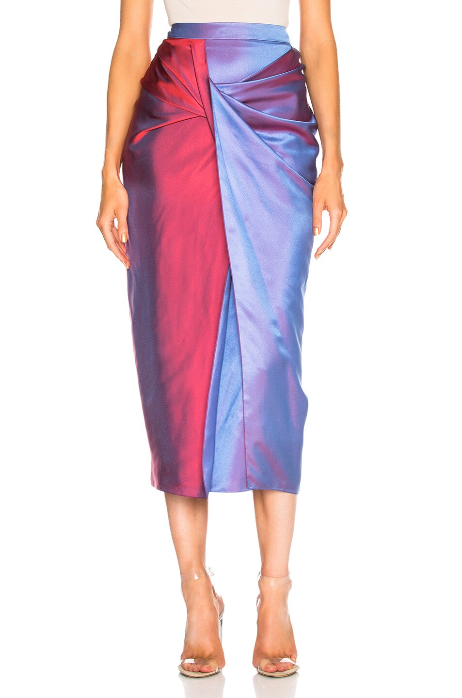 Image 1 of Sies Marjan Libbie Iridescent Twist Skirt in Lipstick & Blue