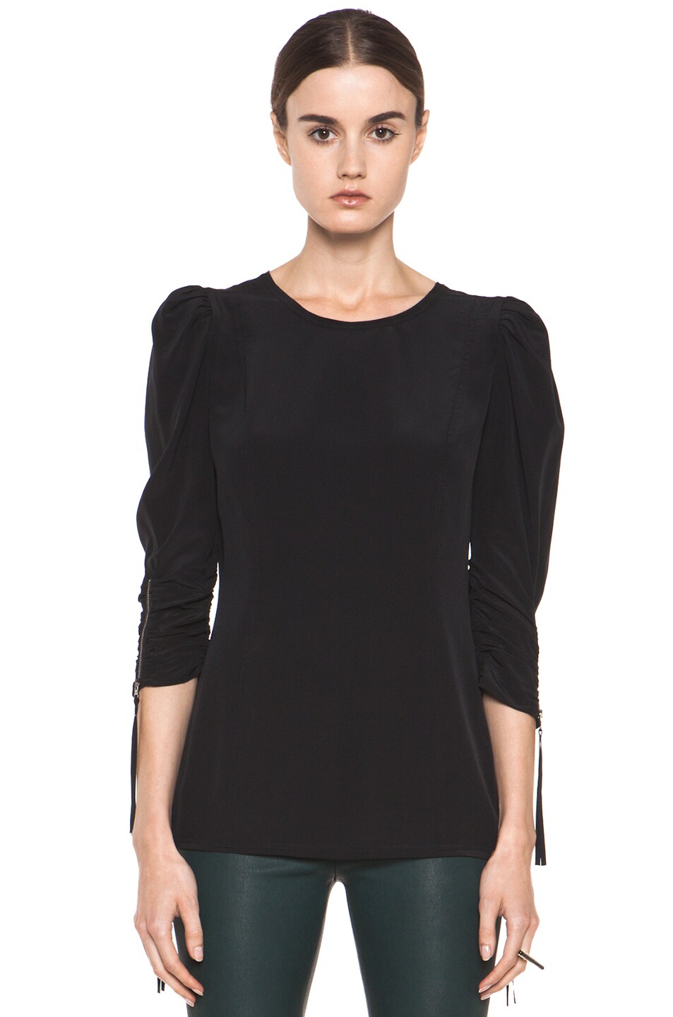 Image 1 of Skaist Taylor Washed Silk Top in Black