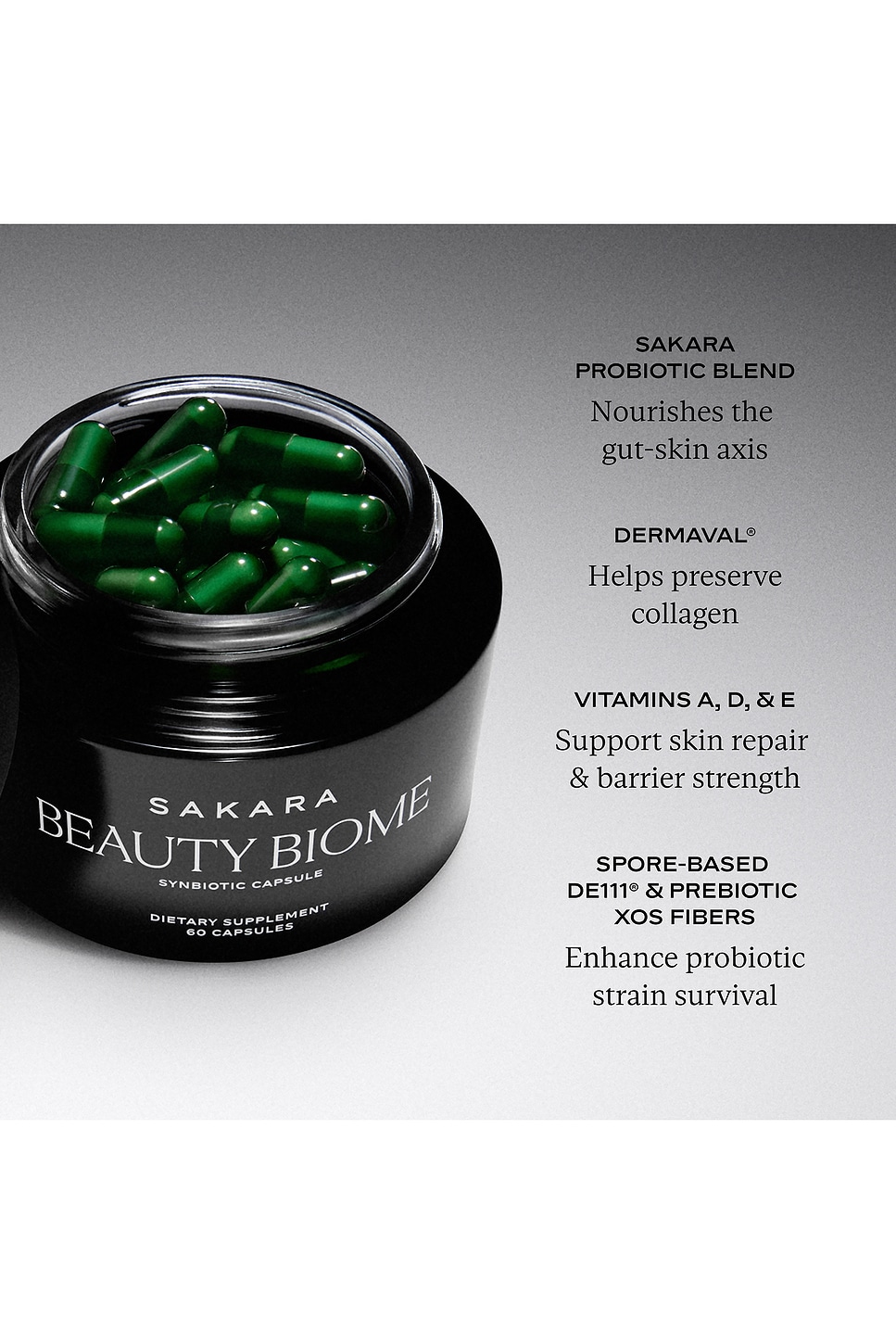 Sakara Beauty Biome Synbiotic Capsules In Black
