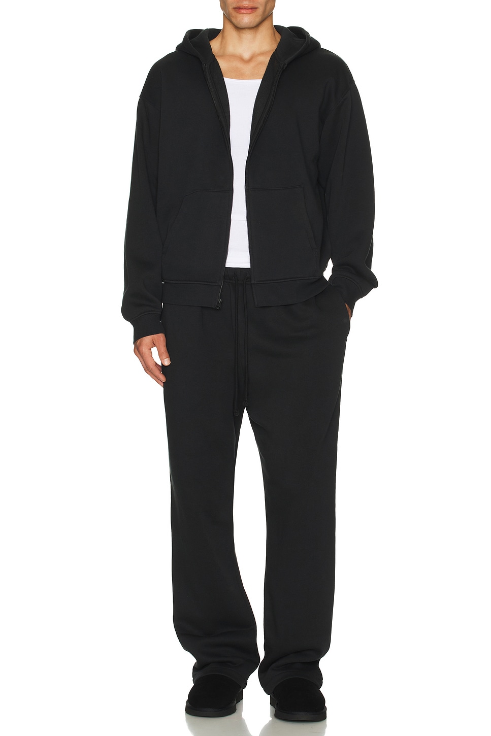 Image 1 of SKIMS Fleece Straight Leg Pant in Washed Onyx