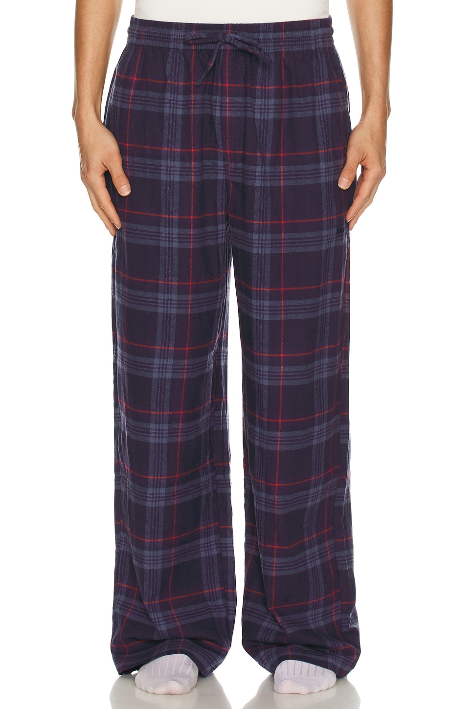 Image 1 of SKIMS Flannel Sleep Pant in Damson Laser Plaid