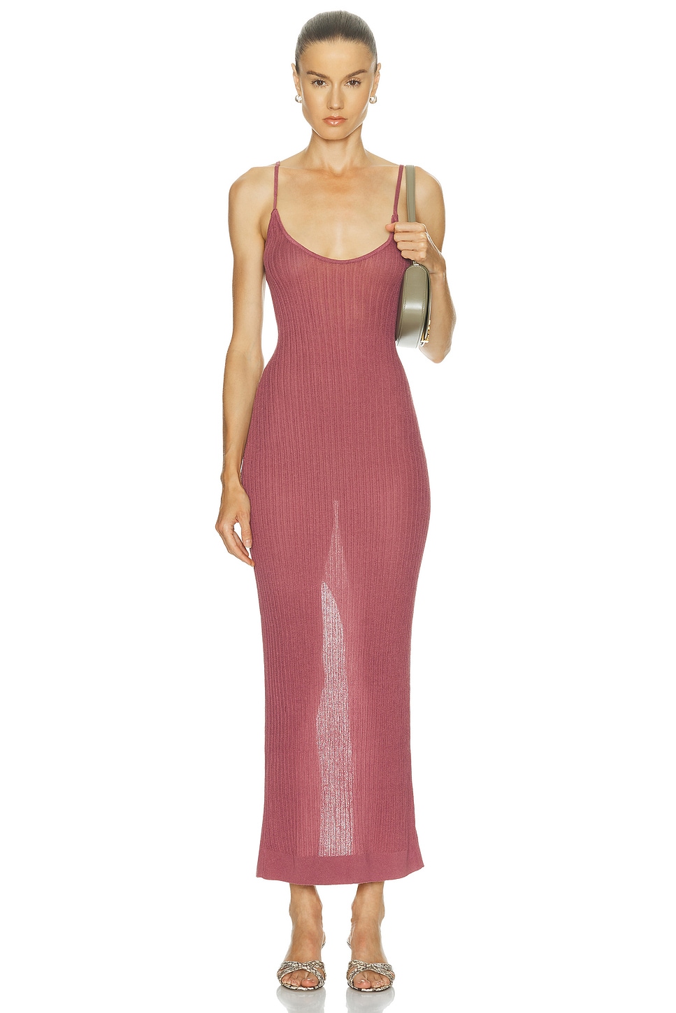Image 1 of SKIMS Sheer Knit Midi Dress in Beet