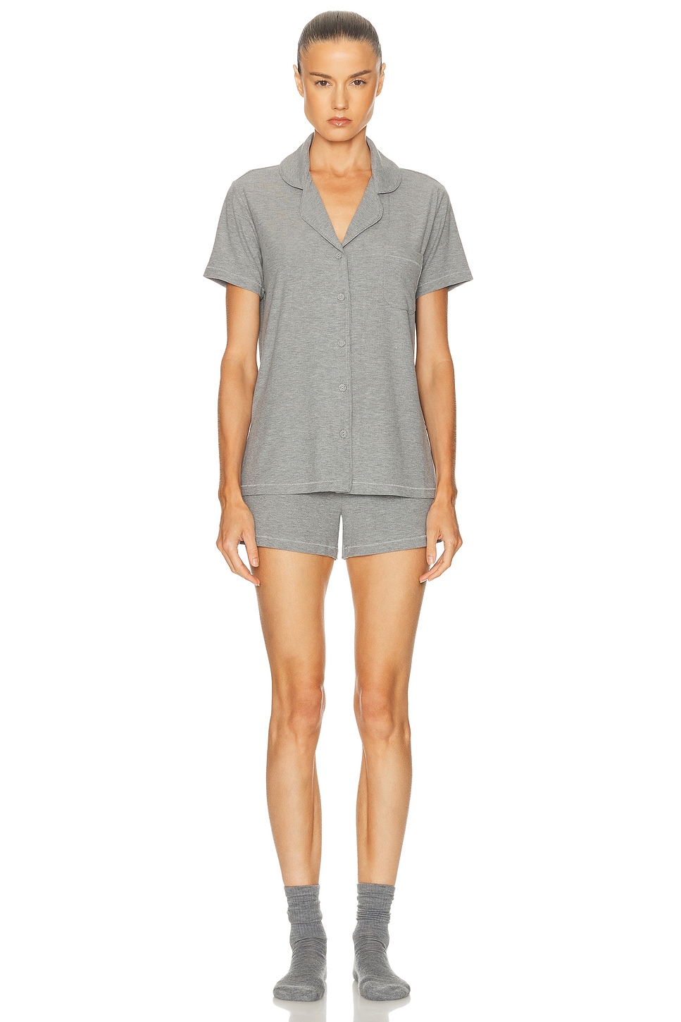Image 1 of SKIMS Soft Lounge Short Sleep Set in Heather Grey