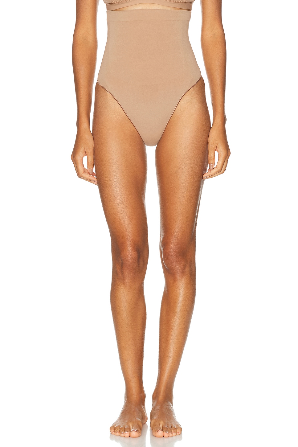Skims Seamless Sculpt High Waist Thong In Brown