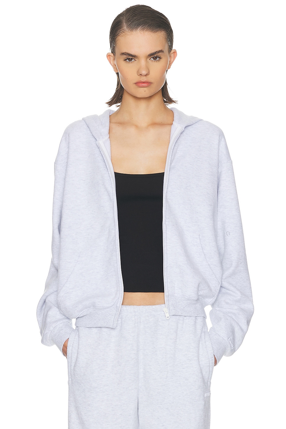 Image 1 of SKIMS Cotton Fleece Classic Zip-Up Hoodie in Light Heather Grey