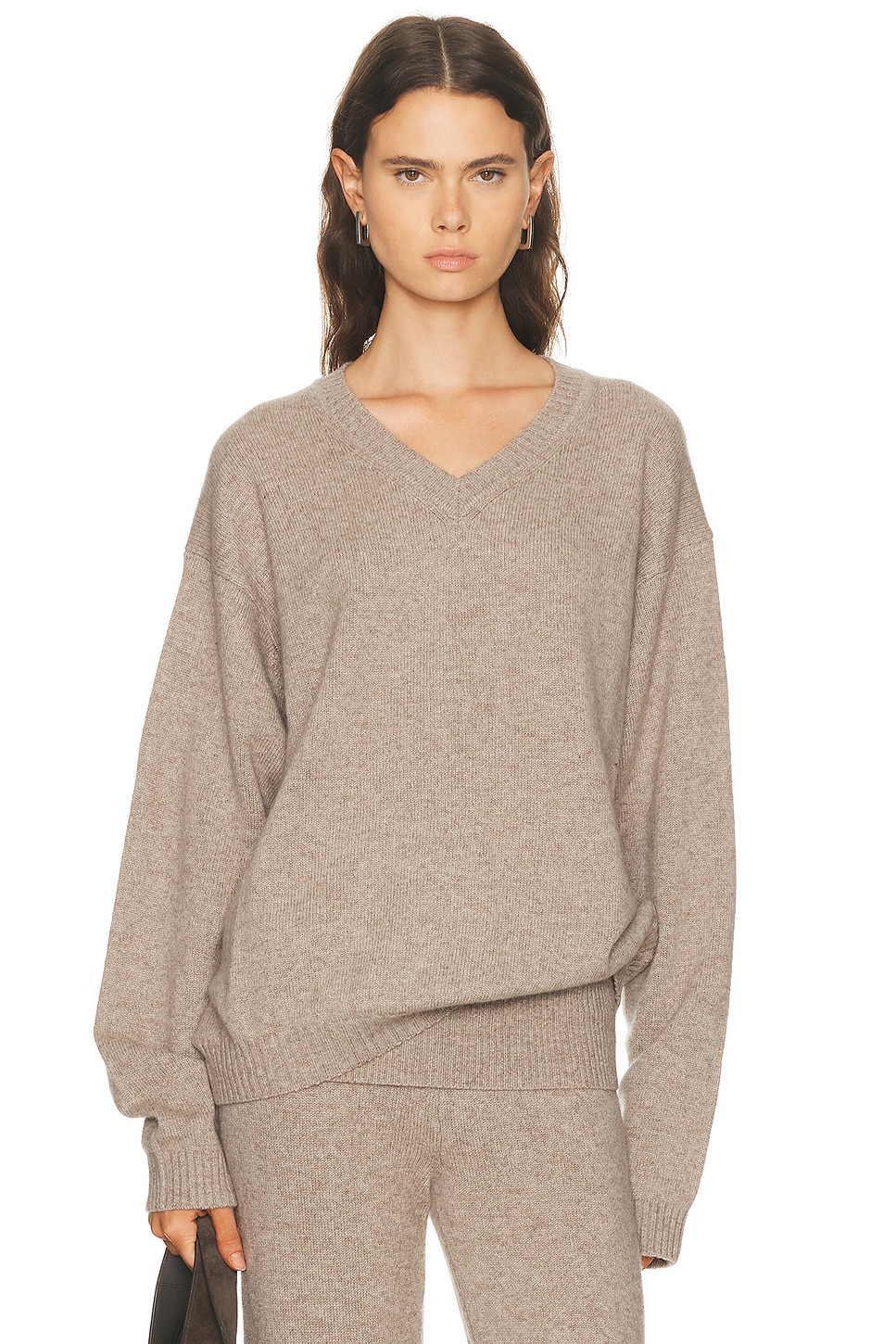 Image 1 of SKIMS Cashmere V Neck Pullover Sweater in Linen