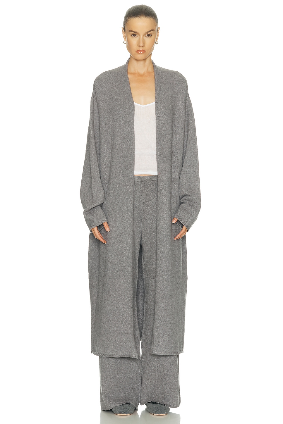 Image 1 of SKIMS Sweater Knit Duster Cardigan in Dark Heather Grey