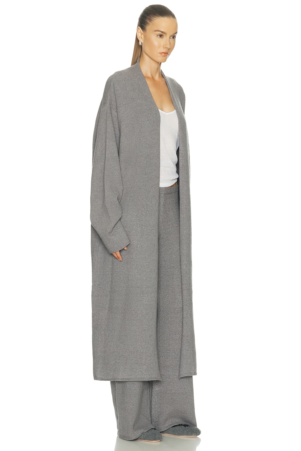 Skims Sweater Knit Duster Cardigan In Gray