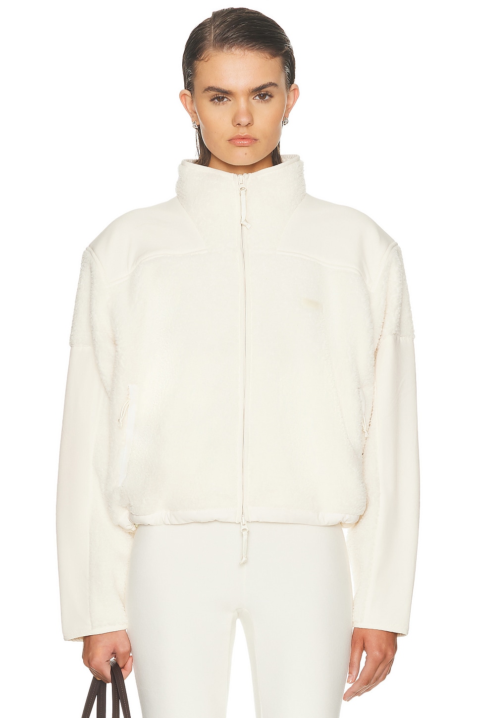Image 1 of SKIMS Ski Teddy Boxy Zip Up Jacket in Ecru