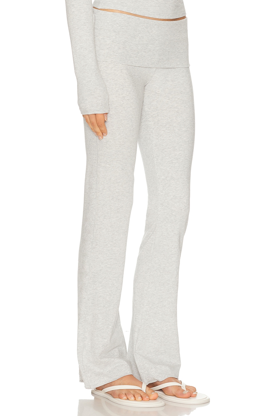 Skims Cotton Jersey Foldover Pant In Gray