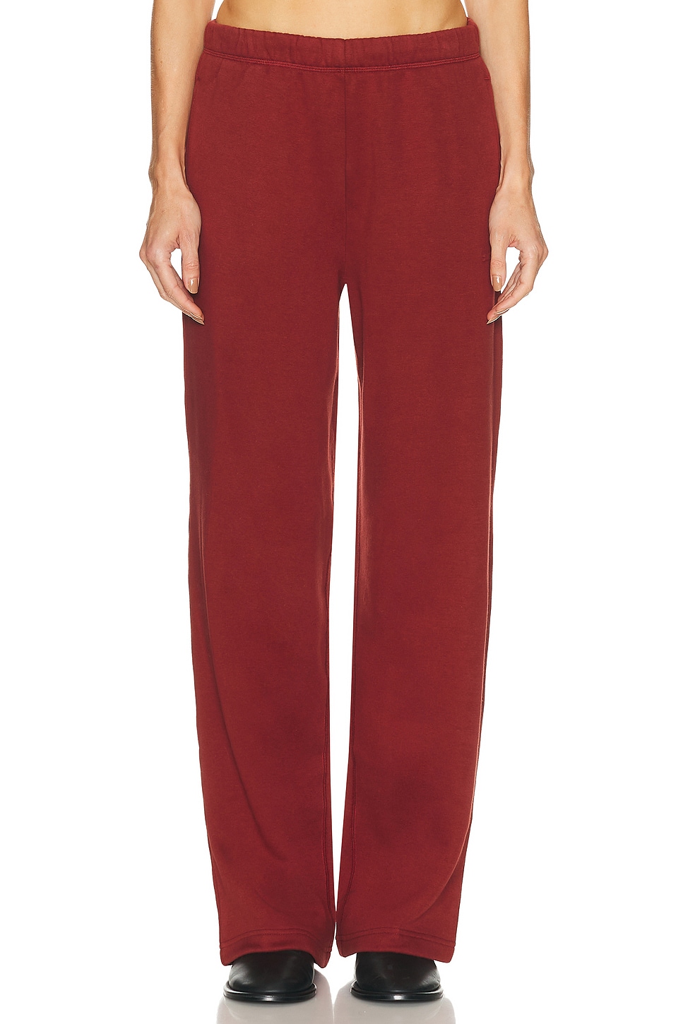Image 1 of SKIMS Cotton Fleece Straight Leg Pant in Merlot