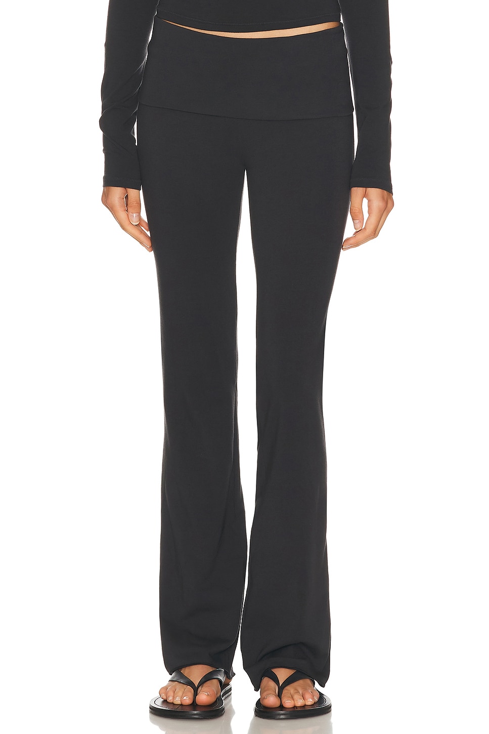 Image 1 of SKIMS Cotton Jersey Foldover Pant in Soot