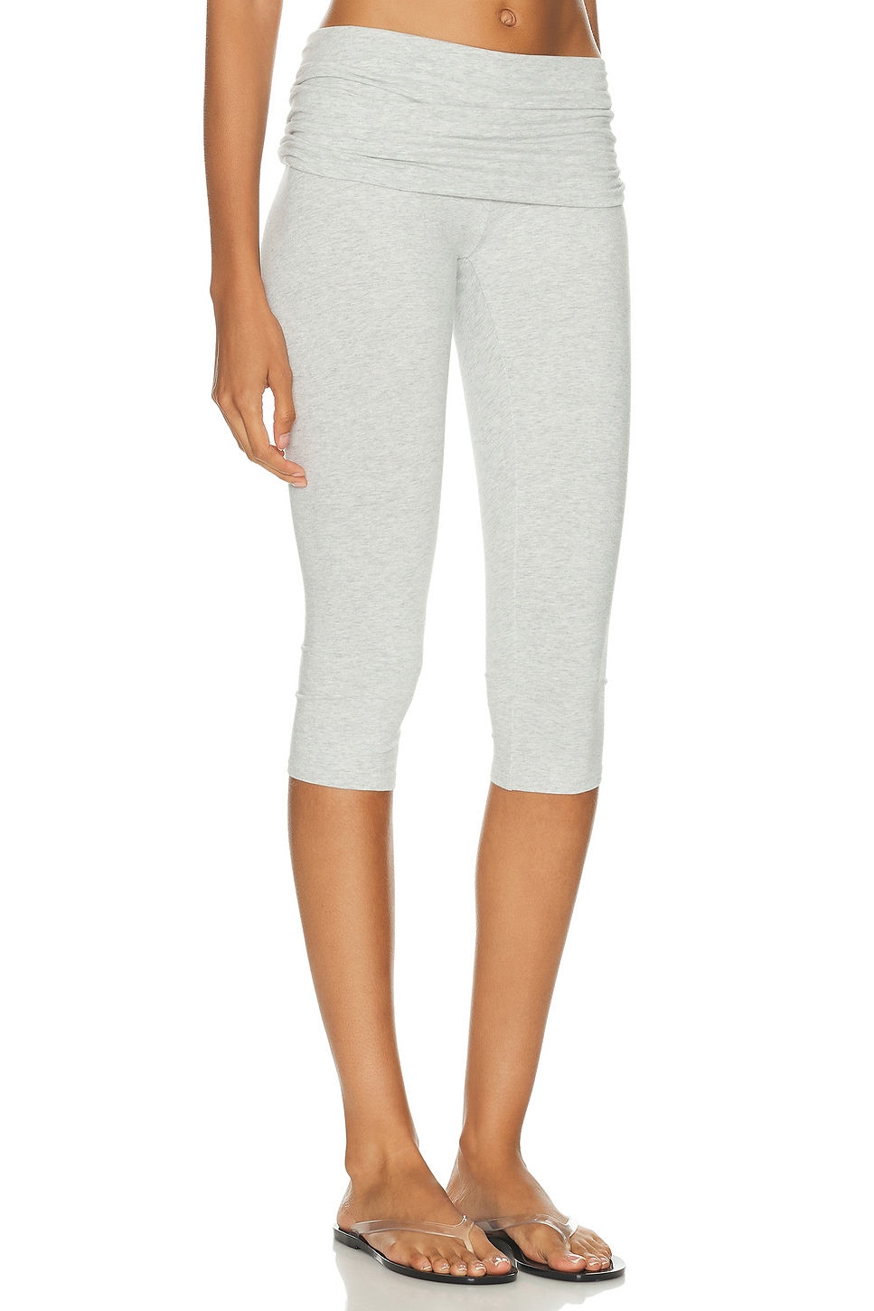 Skims Cotton Jersey Foldover Capri Pant In White