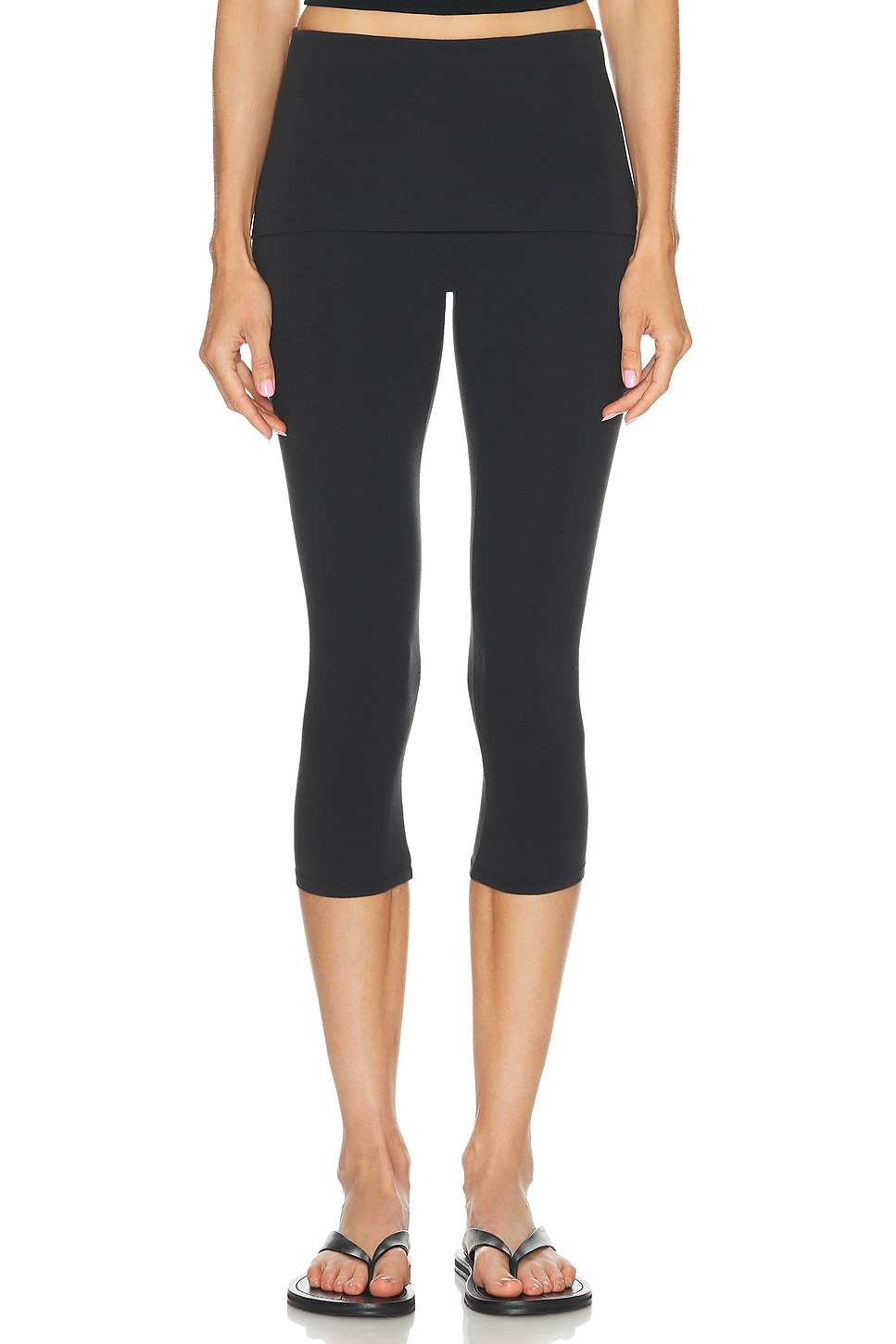 Image 1 of SKIMS Cotton Jersey Foldover Capri Pant in Soot