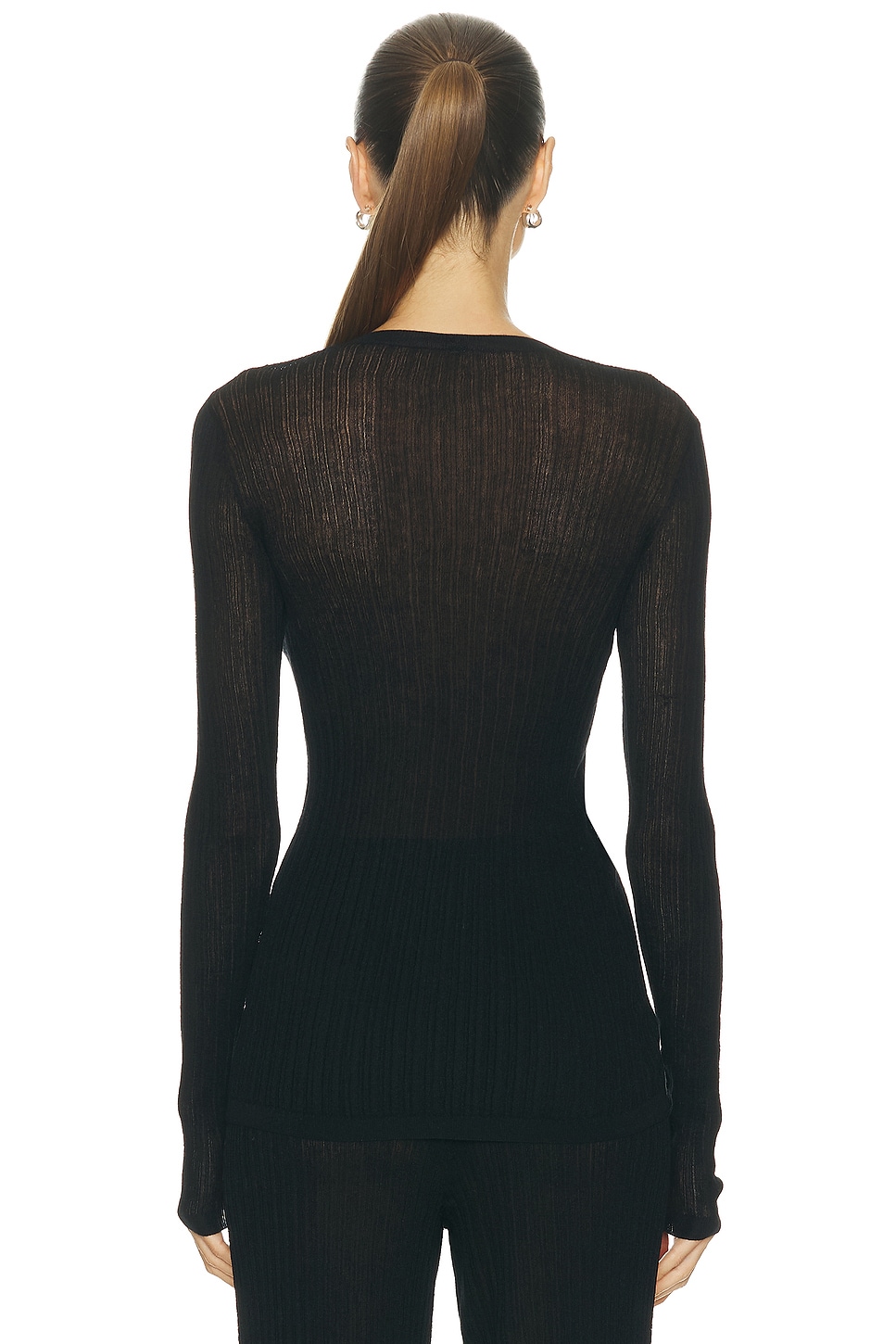 Skims - Sheer Knit Long Sleeve Henley Top | Plush