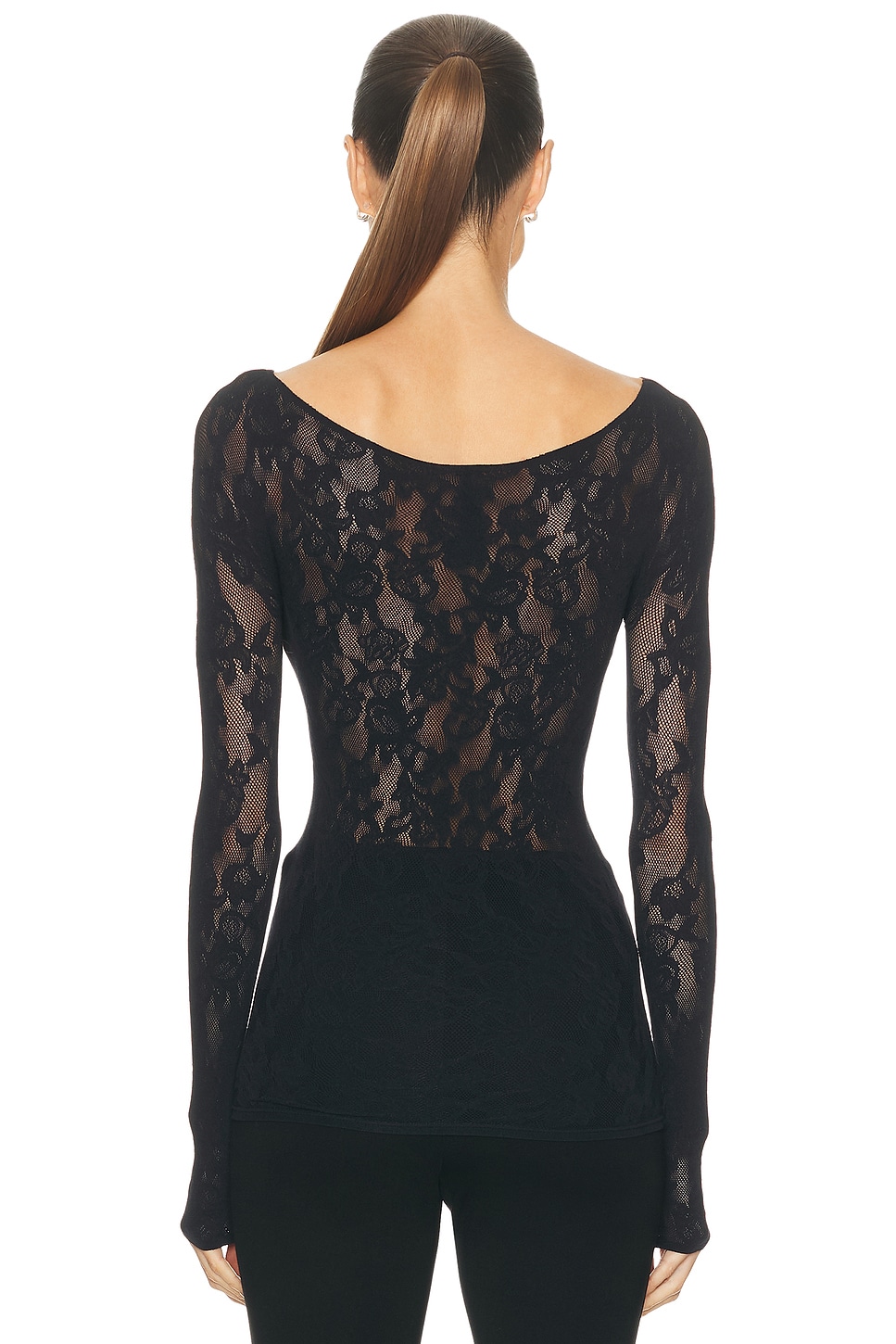 Skims Knit Lace Long Sleeve Boatneck Top thumbnail