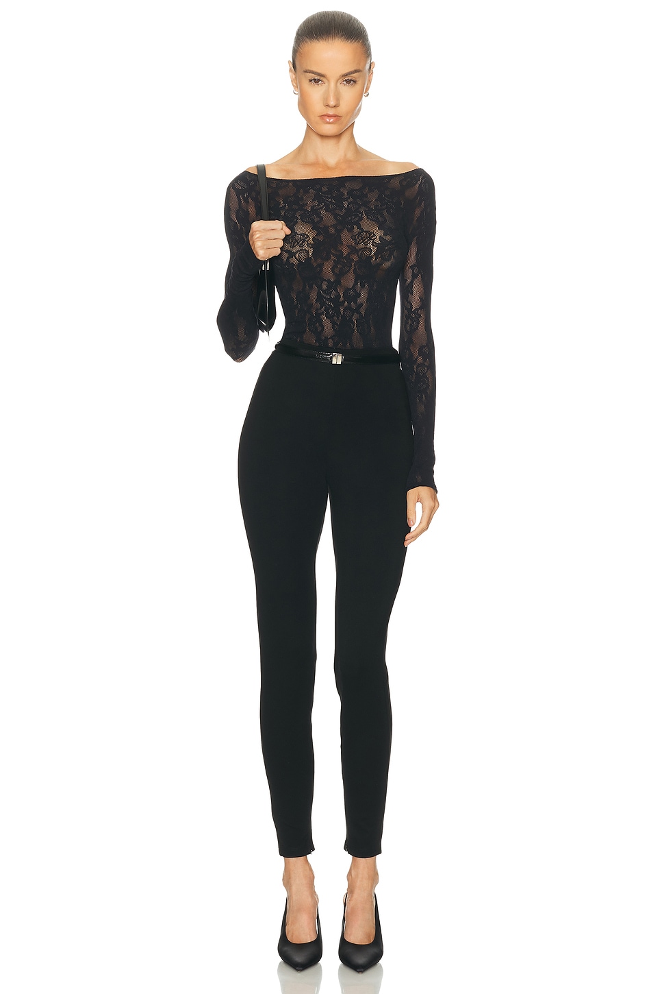 Skims Knit Lace Long Sleeve Boatneck Top thumbnail