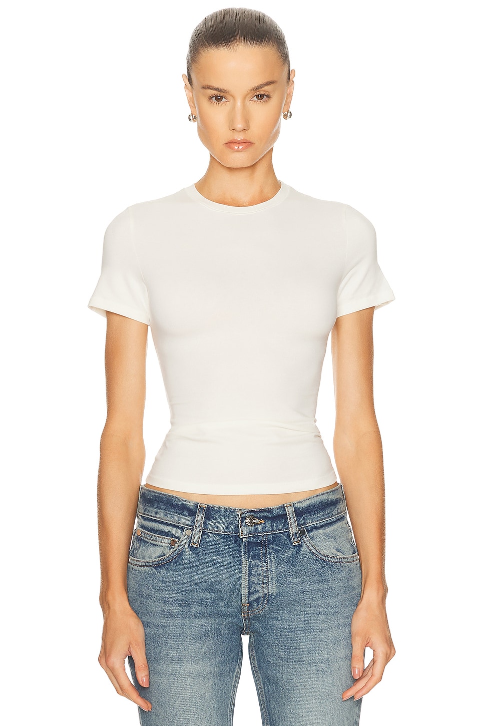 Skims Cotton Jersey T-shirt In Gray