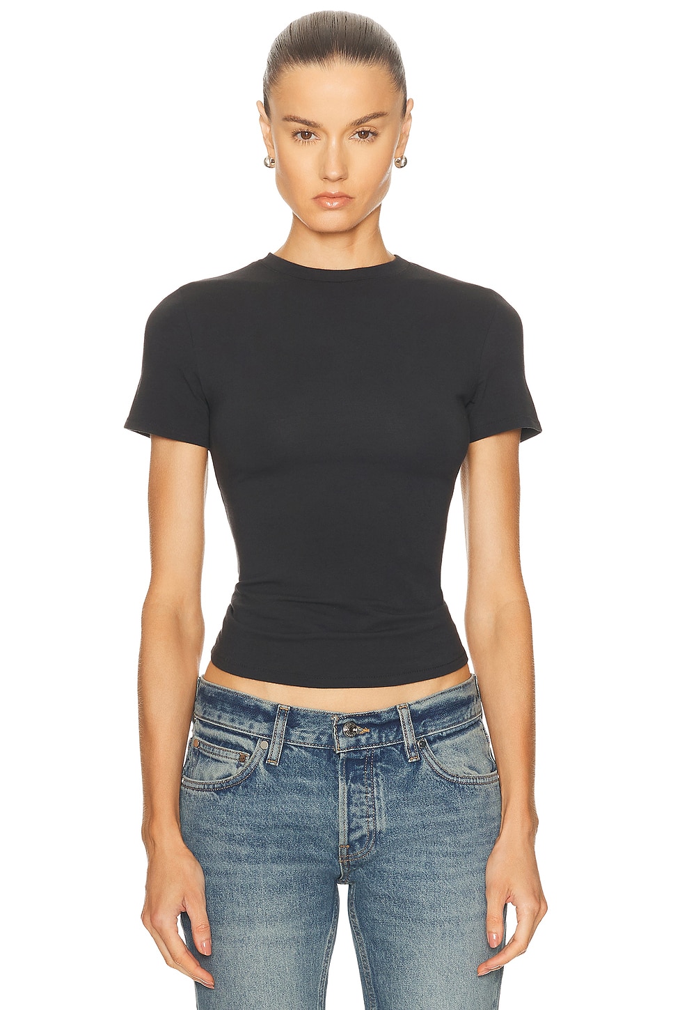 Skims Cotton Jersey T-shirt In Black