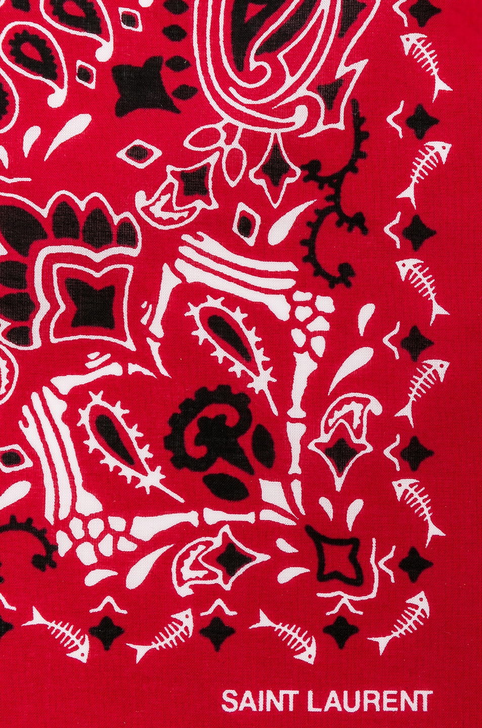Saint Laurent Skull Bandana in Red & Ivory FWRD
