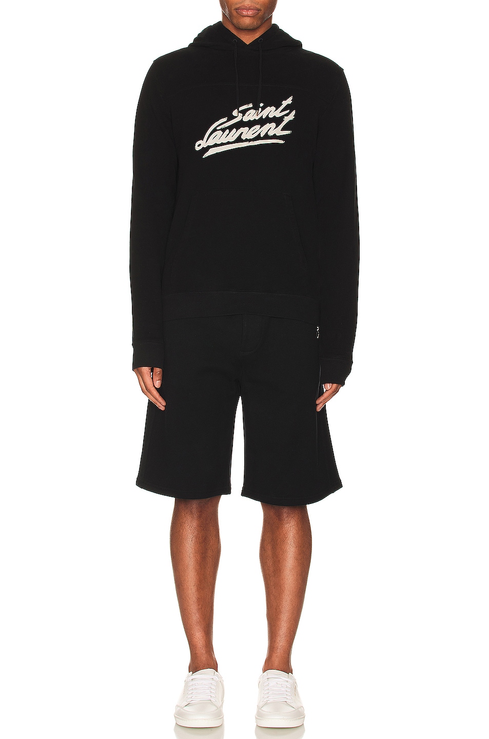 Image 1 of Saint Laurent Large Bermuda Shorts in Noir & Naturel