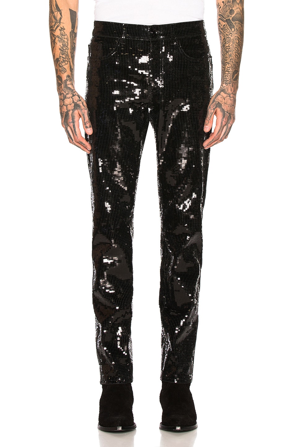 Image 1 of Saint Laurent Sequin Skinny Jeans in Used Black