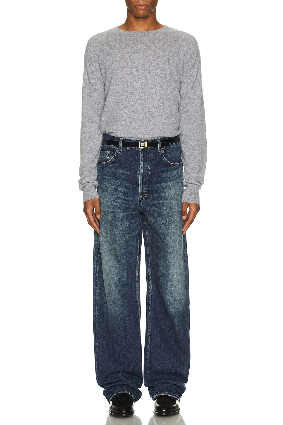 Image 1 of Saint Laurent High Rise Wide Leg Jeans in Vintage Blue