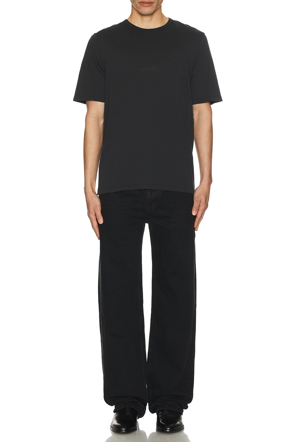 Image 1 of Saint Laurent Mid Straight Baggy Jeans in Plain Carbon Black