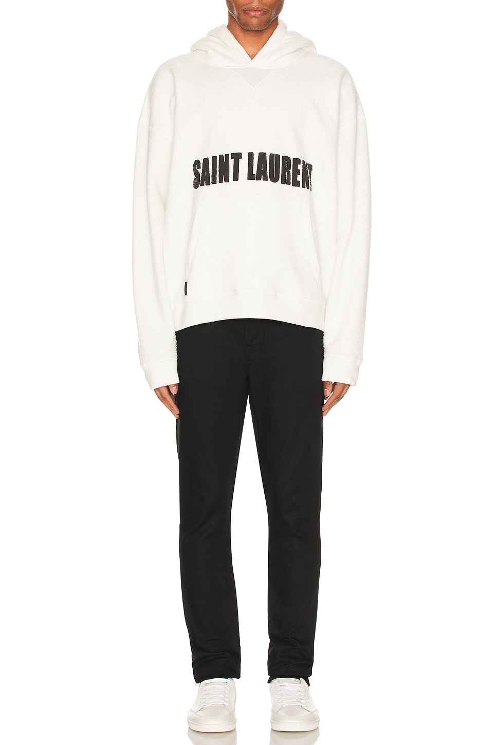 Image 1 of Saint Laurent Reverse Hoodie in Naturel & Noir