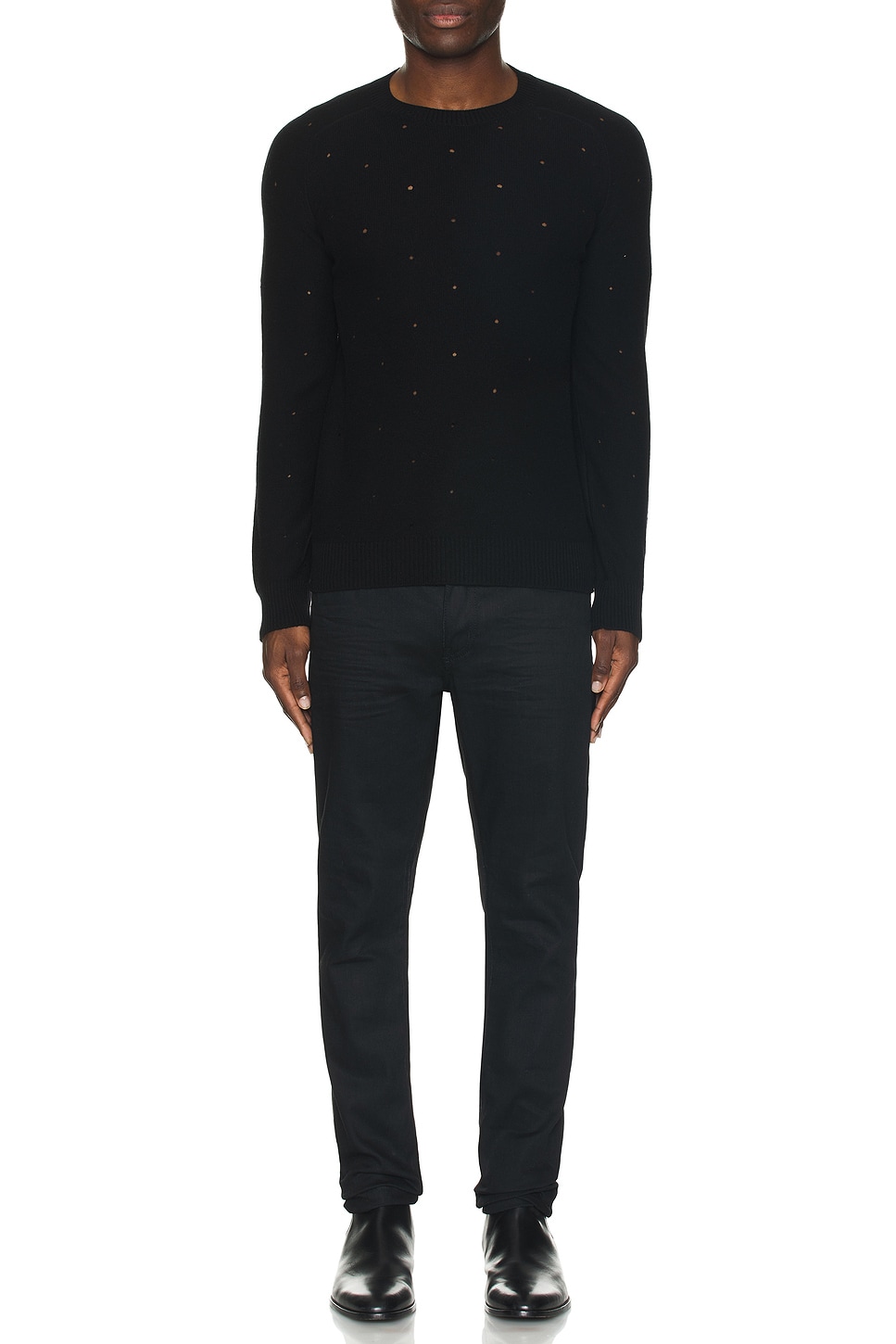 Image 1 of Saint Laurent Pull Col Rond Manche in Noir