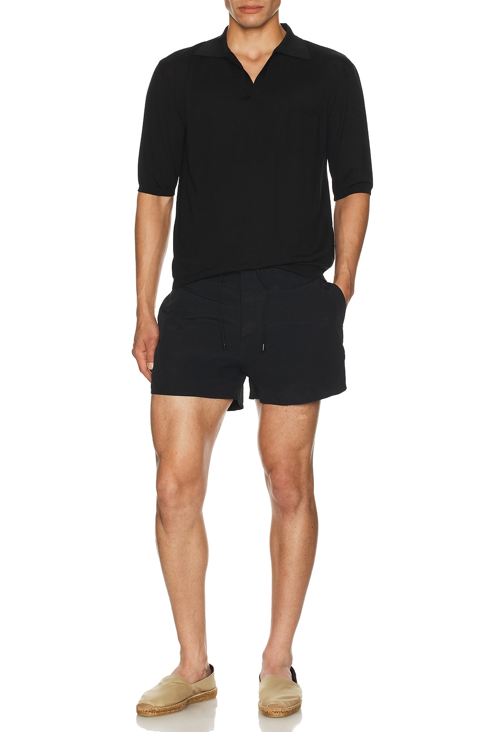 Image 1 of Saint Laurent Short Sleeve Polo Sweater in Black