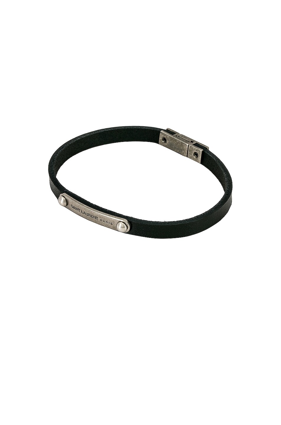 Image 1 of Saint Laurent ID Bracelet in Black & Aged Palladium