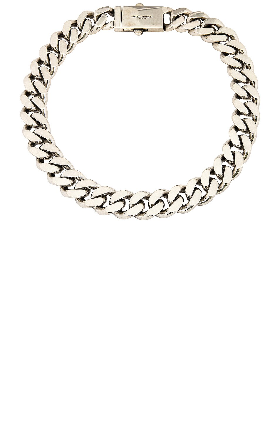 Image 1 of Saint Laurent Thick Cuban Chain Necklace in Oxidized Silver