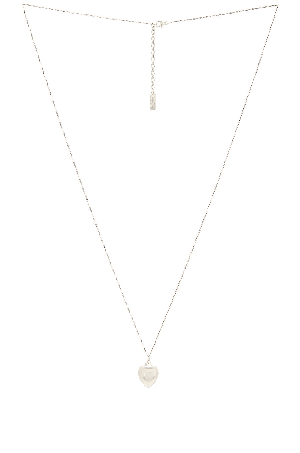 Image 1 of Saint Laurent Heart Charm Long Necklace in Oxidized Silver