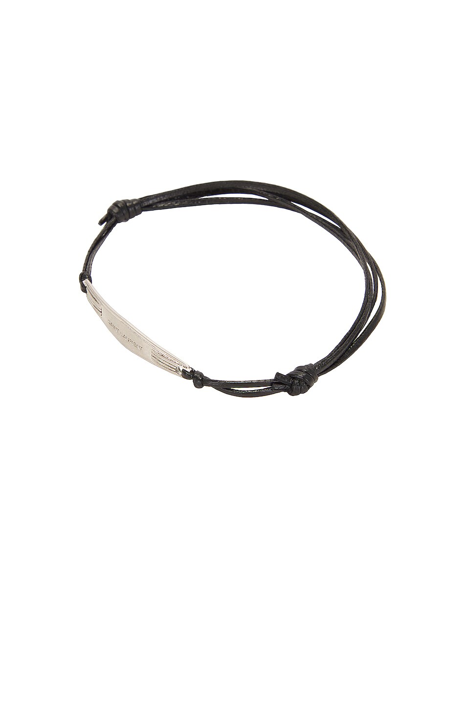 Image 1 of Saint Laurent Tag Beach Bracelet in Black & Oxidized Nickel