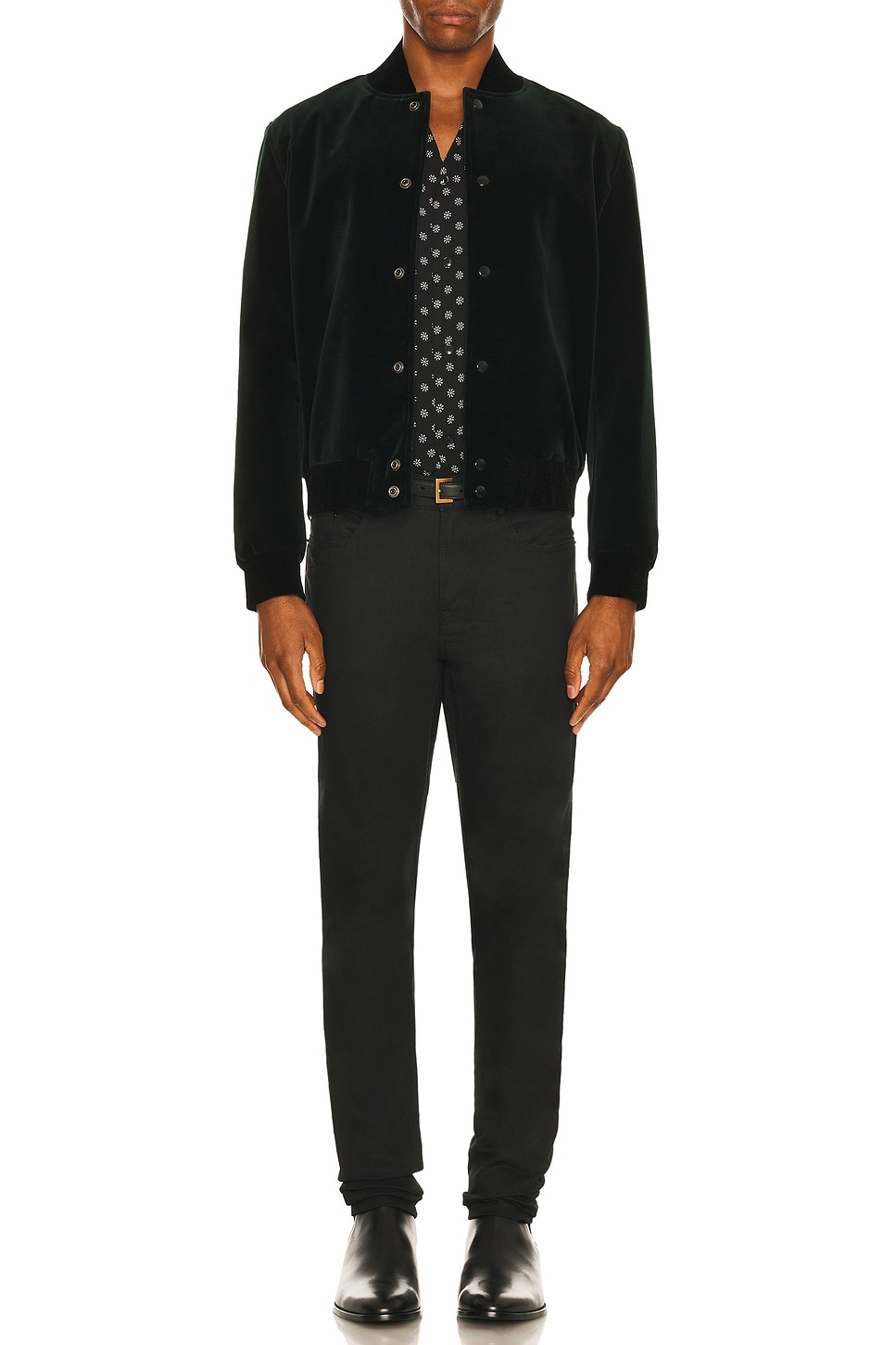 Image 1 of Saint Laurent Signature Logo College Jacket in Dark Forest