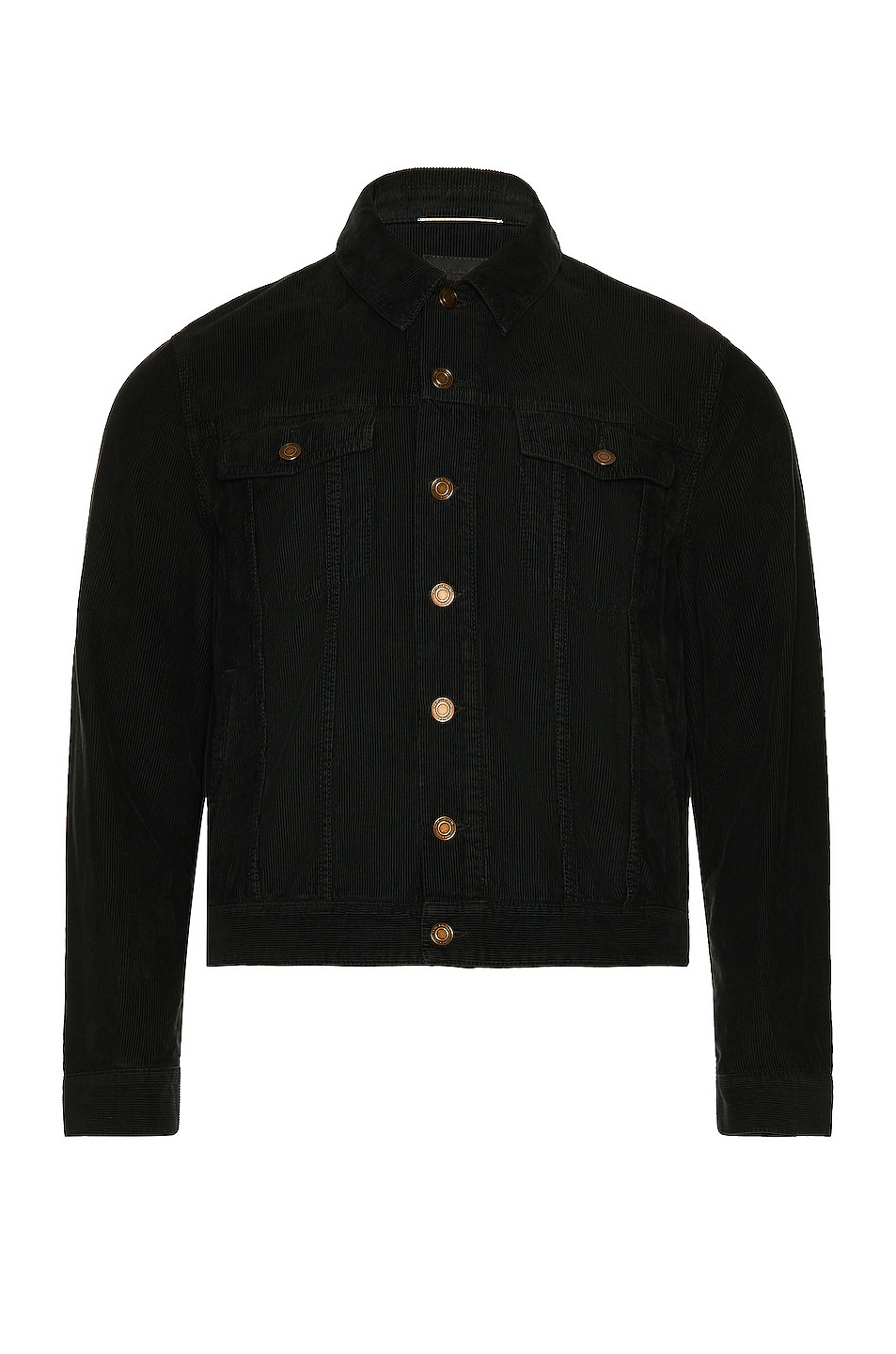 Image 1 of Saint Laurent Desclassic Denim Jacket in Bright Black & Stone