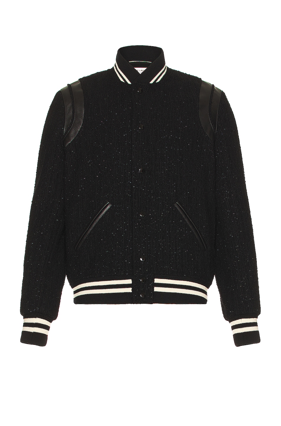 Image 1 of Saint Laurent Lurex Textured Teddy Jacket in Black & White