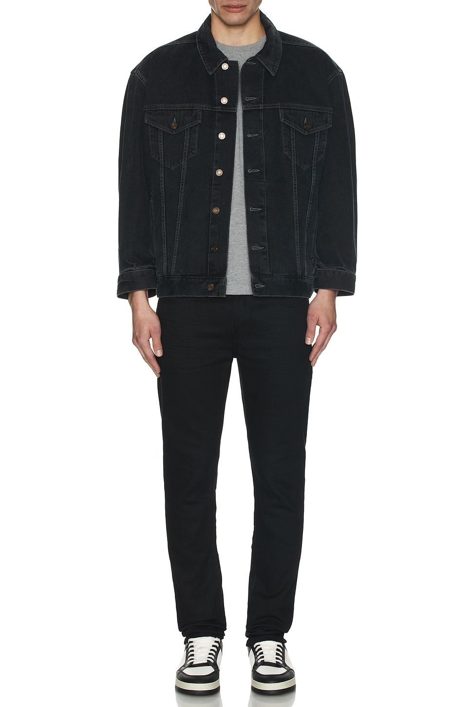 Image 1 of Saint Laurent Egg Shape Denim Jacket in Dark Blue Black